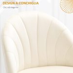 Set 2 Sedie da Salotto e Sala da Pranzo Imbottite, in Metallo e Tessuto Effetto Velluto Beige, 52x54x79 cm - immagine 4