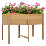 Orto Rialzato con 2 Fori di Drenaggio e Sacca in Tessuto non Tessuto, in Legno di Abete, 115x55x80 cm