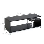 Mobile TV Moderno con Ripiano in Legno, Mobiletto Tavolino Basso da Salotto 114x40x40.5cm, Nero - immagine 3