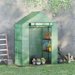 Serra da Giardino in Acciaio e Plastica PE con 4 Ripiani, Funi e Picchetti, 141x72x191 cm, Verde - immagine 2