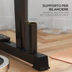 Rastrelliera per Manubri in Acciaio con 4 Aste Regolabili per Pesi e Kettlebell, 131x75x80 cm, Nero - immagine 6
