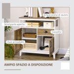Mobile Cucina Stile Rustico con Armadietti e Cassetto, 76.6x 35x 81.5cm, Bianco e Marrone - immagine 5
