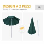 Ombrellone da Esterni 2x2.3 m Portatile e con Tettuccio Inclinabile in Poliestere Verde Scuro - immagine 4