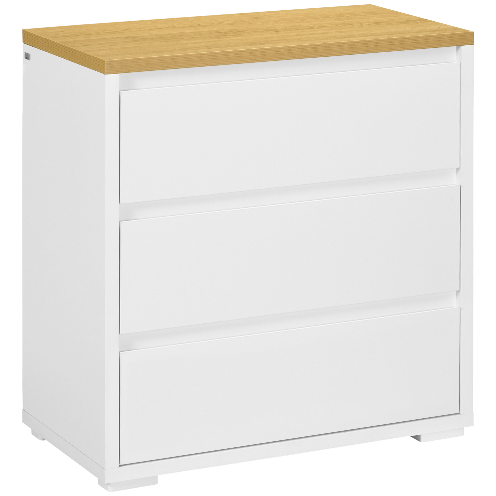 Goj94719493e7f9ab.jpg Cassettiera a 3 Cassetti in Truciolato Bianco per Camera da Letto, Studio e Soggiorno, 70Lx37x75cm - immagine 1