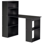 Scrivania PC in Legno con 6 Ripiani Portaoggetti Laterali, 120x55x120 cm, Nero