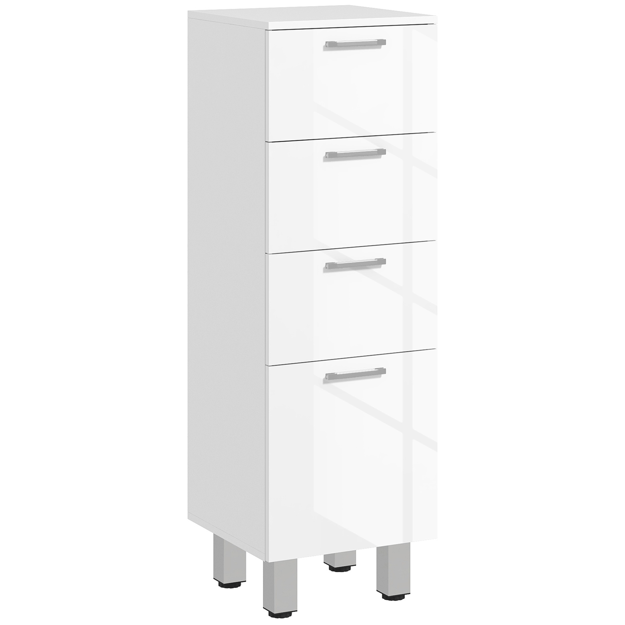 HRK52919493d44764.jpg Mobiletto Bagno in Truciolato con 4 Cassetti e Base Rialzata, 30x30x93 cm, Bianco - immagine 1