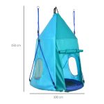 Altalena da Giardino con Tenda per Bambini da 3-8 Anni, Ø100cm e Corde Regolabili, Blu - immagine 3