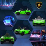 Macchina Elettrica per Bambini a 12V Licenza Lamborghini con Clacson e Telecomando, 107.5x63x42 cm, Verde - immagine 9