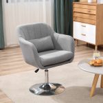 Sedia Girevole a 360° ad Altezza Regolabile, con Cuscino, Supporto Lombare e Bracciolo, 60x60x79-91 cm, Grigio - immagine 2