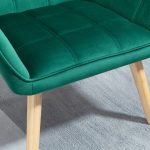 Poltroncina Stile Nordico in Legno ed Effetto Velluto Verde per Soggiorno o Ufficio, 67x61.5x71cm - immagine 9