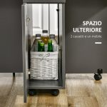 Tavolo Pieghevole da Pranzo in Truciolato con 2 Cassetti, 1 Armadietto, max. 6 Persone, 140x76x76 cm - immagine 6