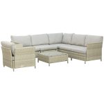 Salotto da Giardino 7 Pezzi Modulabile in Rattan PE con Cuscini, Beige