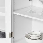 Credenza Alta per Cucina, Mobile Buffet in Legno Bianco, Armadio Dispensa in Stile Classico, Bianco, 68x39.5x170cm - immagine 9