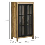 Credenza Moderna a 2 Ante in Vetro e legno, 60x35x120cm, Marrone - immagine 3