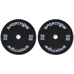Set di 2 Dischi Palestra da 20kg per Bilanciere e Manubri con Attacco Ø5cm, Nero