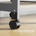 Carrello da Cucina con Cassetto, 2 Vassoi Estraibili e Ripiano Fisso, in Legno di Pino e MDF, 37x37x76 cm - immagine 6