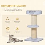 Tiragraffi per Gatti con Lettino, Rivestimento Peluche e Palo in Sisal, 45x45x91cm, Azzurro - immagine 4
