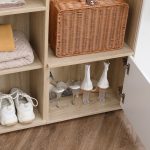 Mobile da Ingresso 4 in 1 in Truciolato con Specchio, Ganci e Ripiani Regolabili Interni, 145x29x184 cm - immagine 9