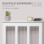 Copritermosifone a Doghe, Copri Termosifone Moderno con Antiribaltamento per Soggiorno, Corridoio, Ufficio, in MDF e Acciaio, 90x18x84cm, Bianco - immagine 4