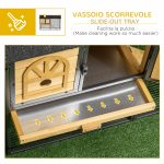 Conigliera da Esterno a 2 Livelli in Legno di Abete e Acciaio con Vassoio Rimovibile, 120x55.5x80 cm - immagine 6