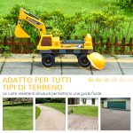 Ruspa Giocattolo 2 in 1 con Escavatore e Mordente, Vano Nascosto, Gioco Cavalcabile Bambini 2-3 Anni, 90x28x58cm, Giallo - immagine 7