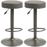Set 2 Sgabelli da Bar Girevoli con Poggiapiedi e Altezza Regolabile, 35x36x64-85cm, Grigio