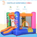Casa Gioco Castello Gonfiabile Gigante per Bambini 3-8 anni Trampolino Rimbalzante Colorato con Scivolo e Canestro 250cmx180cmx175cm - immagine 4