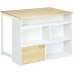 Tavolo da Bar Moderno in MDF per 2 Persone con 4 Ripiani Aperti e Armadietto, 116x79.5x91 cm