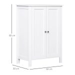 Mobiletto da Bagno Salvaspazio, Armadietto da Bagno Multiuso con Armadietto 2 Ripiani 2 Ante Maniglie in MDF 60 x 30 x 80cm Bianco - immagine 3