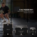Box Jump Pliometrico a 3 Altezze in Legno Antiscivolo, 76-61-51cm, Nero - immagine 4