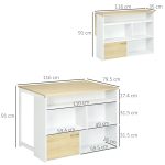 Tavolo da Bar Moderno in MDF per 2 Persone con 4 Ripiani Aperti e Armadietto, 116x79.5x91 cm - immagine 3