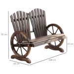 Panchina da Giardino in Legno Stile Country con Braccioli a Ruota, 108x66x95cm, Colore Legno - immagine 3