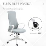 Sedia da Ufficio Ergonomica con Altezza Regolabile e Funzione di Inclinazione, 62x56x110-119.5 cm - immagine 7