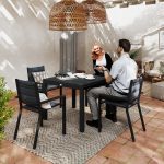 Set da Giardino con Tavolo Allungabile in Alluminio e 6 Sedie con Seduta Traspirante, Grigio - immagine 2