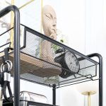 Carrello da Cucina a 3 Livelli con Cesti Removibili e 4 Ruote, in Acciaio e Plastica PP, 41.5Lx26.5x63 cm, Nero - immagine 9