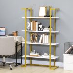 Mobile Libreria a 4 Livelli Rialzato e Multiuso, in MDF e Acciaio, 92x35x152cm - immagine 2