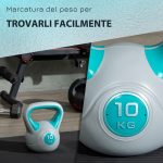 Kettlebell 10kg in PU e Sabbia con Base Piatta e Impugnatura per Stacchi, Squat e Sollevamenti, 22x16x26 cm, Verde Scuro - immagine 5