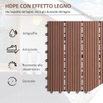 Set 11 Piastrelle per Esterni ad Incastro Antiscivolo in HDPE Riciclato, 30x30x2.2 cm, Marrone - immagine 5