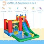 Gioco Gonfiabile per Bambini 3-8 Anni con Scivolo, Trampolino, Piscina, max 4 Bambini, 330x245x215cm - immagine 4