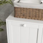 Mobile Portabiancheria con 2 Scomparti a Ribalta in Legno, 66x33x68cm, Bianco - immagine 8