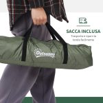 Tenda da Campeggio a Igloo con Porta a Cerniera, Zanzariera e Finestre a Rete, 206x152x110 cm, Verde - immagine 6
