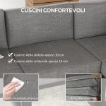  Salotto da Giardino con Divano e Tavolino in Alluminio con Cuscini Imbottiti, Grigio - immagine 5