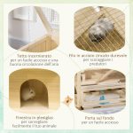 Casetta per Criceti in Legno a 3 Livelli con Tetto Apribile e Parete Trasparente, 115x60x55cm - immagine 4