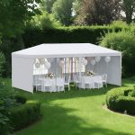 Tendone da Giardino Pieghevole per Feste ed Eventi con Pannelli Rimovibili, 5.83x2.95 m, Bianco - immagine 9