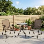 Tavolino con 2 Sedie Set Mobili 3pz Pieghevole Regolabile Esterno Textilene Marrone - immagine 2