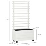 Fioriera Verticale con 4 Ruote e Traliccio per Piante Rampicanti in Legno, 76x30x155cm, Bianco - immagine 3