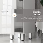 Mobiletto Bagno in Truciolato con 4 Cassetti e Base Rialzata, 30x30x93 cm, Bianco - immagine 5