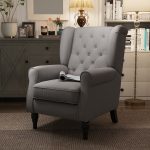 Poltrona Grigia in Stile Francese con Ampia Seduta, Gambe rivestite in Legno e Cuscini Sfoderabili - immagine 8