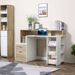 – Moderna Scrivania per Computer con Ripiani in Legno MDF 137 x 55 x 92cm - immagine 2