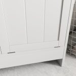 Mobile Portabiancheria con 2 Scomparti a Ribalta in Legno, 66x33x68cm, Bianco - immagine 9